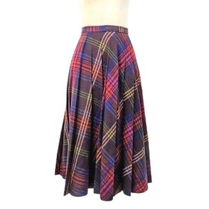 vintage 70's pleated plaid skirt